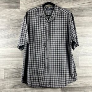 Michael Austin Button Down Shirt Mens XL Gray Plaid Short‎ Sleeve Cotton Blend